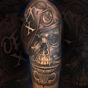 Memorial to grandma in color on chest tattoo